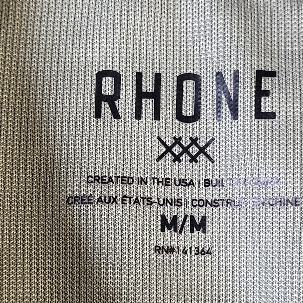 Rhone Polo Shirt Mens Medium Tan Short Sleeve Performance Textured Stretch - Picture 7 of 14